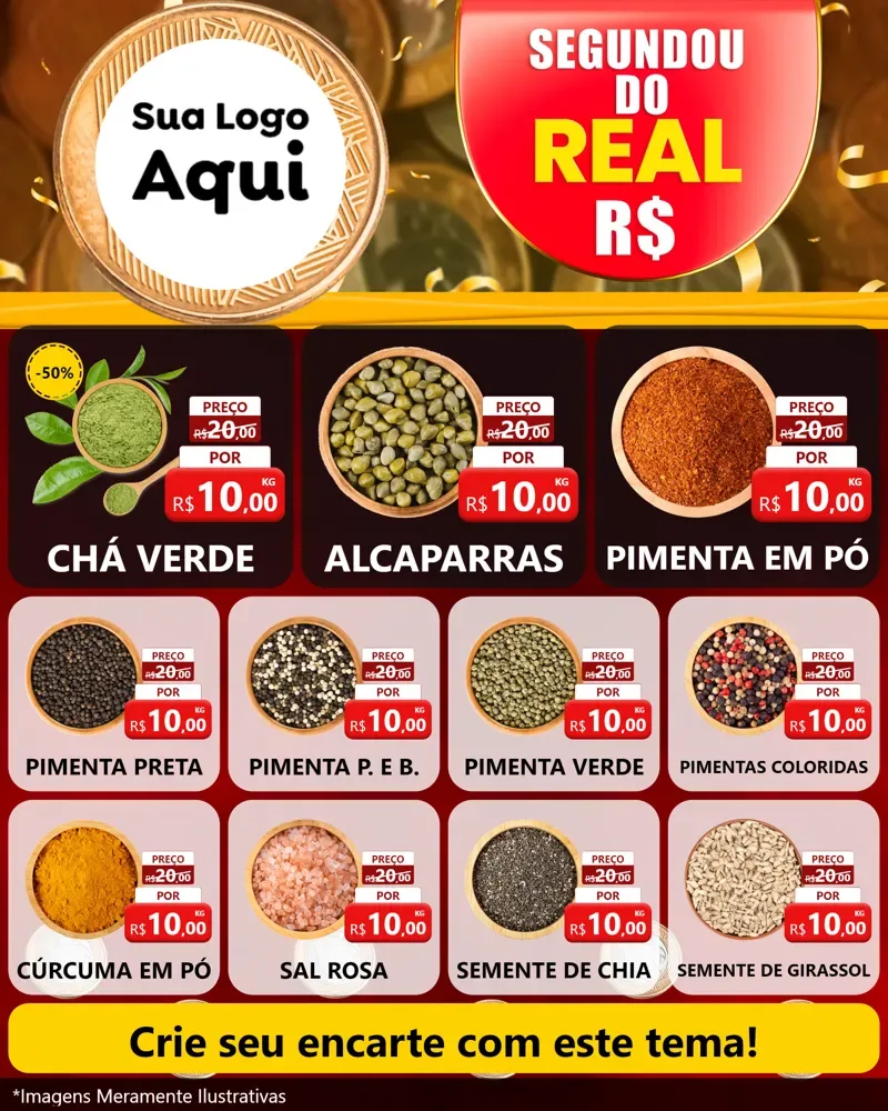 Modelo de Rede Social para Feed Instagram com o tema Segundou do Real para Produtos Naturais
