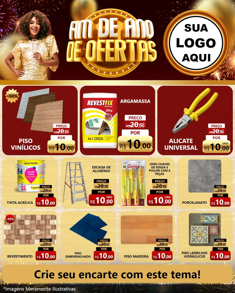 Modelo de Rede Social para Feed Instagram com o tema Fim de Ano de Ofertas para Material para Construção