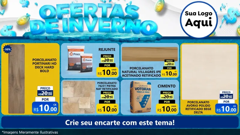 Modelo de TV para TV Horizontal com o tema Ofertas de Inverno para Pisos e revestimentos