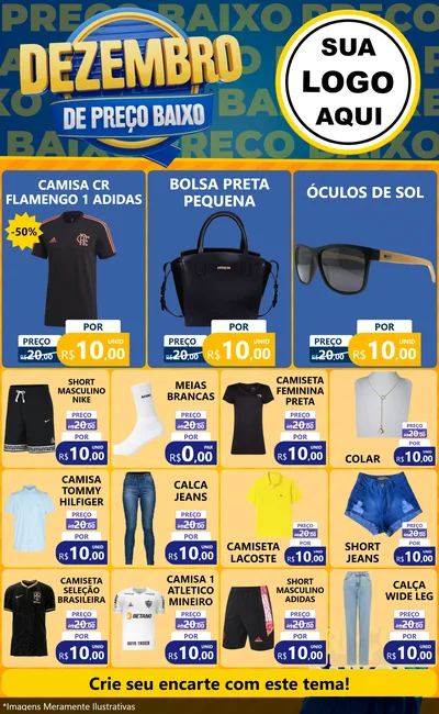Modelo de Encarte para Encarte Grande com o tema Dezembro de Preço Baixo para Roupas e acessórios