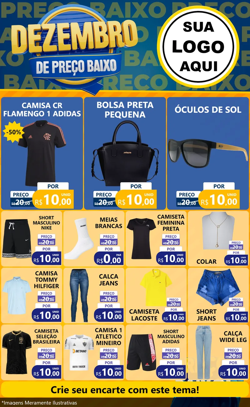 Modelo de Encarte para Encarte Grande com o tema Dezembro de Preço Baixo para Roupas e acessórios