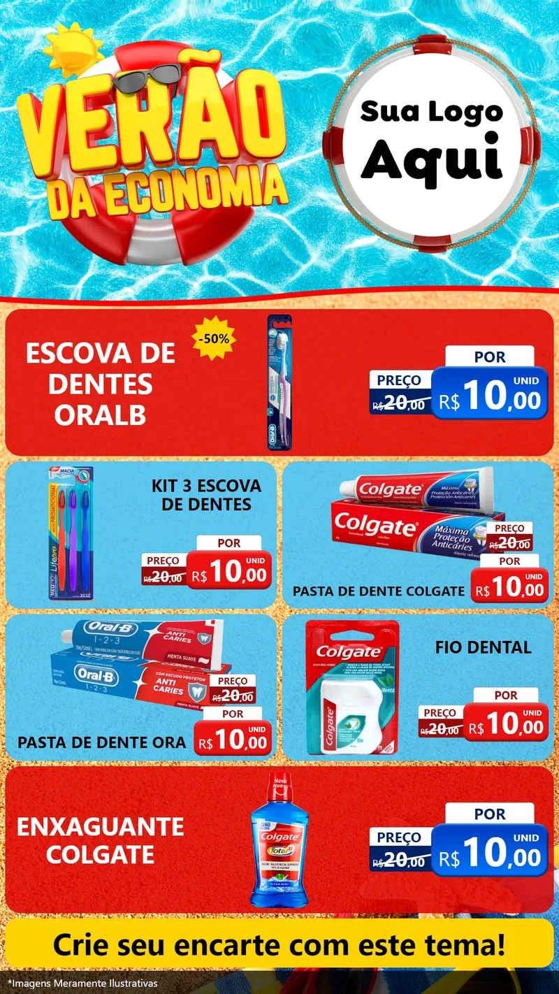 Modelo de TV para TV Vertical com o tema Verão da Economia para Higiene Pessoal