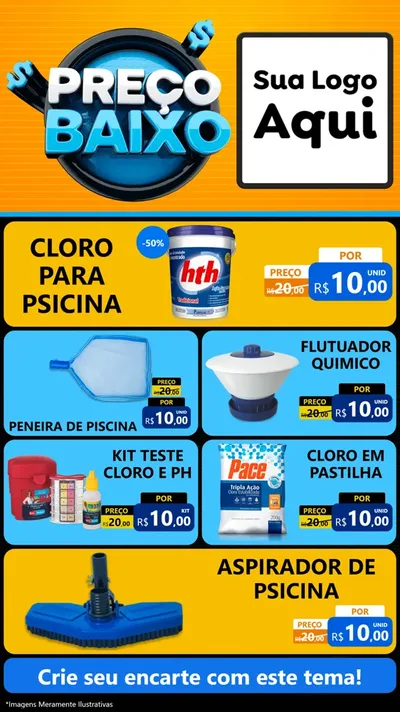 Modelo de TV para TV Vertical com o tema Preço Baixo para Produtos para Piscina