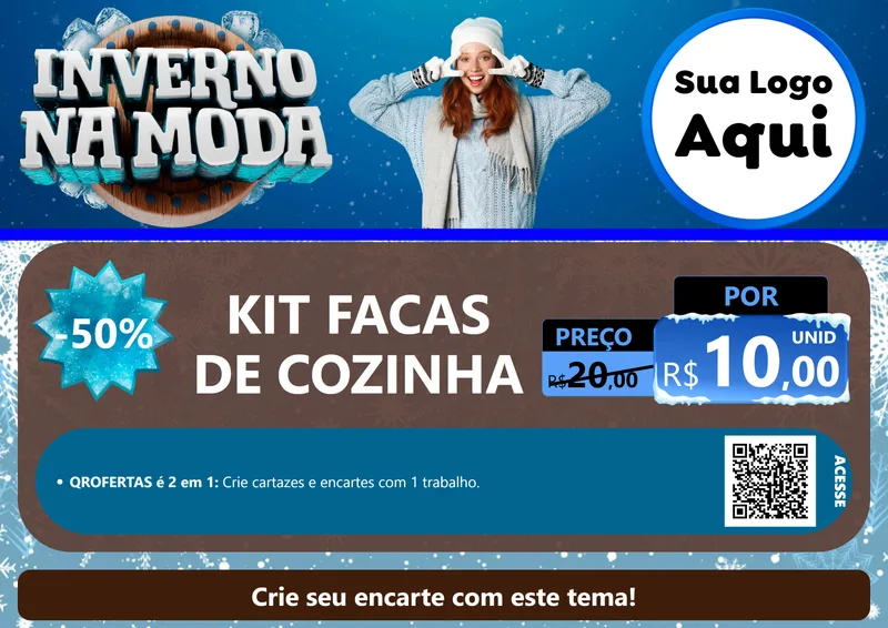 Modelo de Cartaz para Cartaz A4 Horizontal com o tema Inverno na Moda para Utilidades Domésticas
