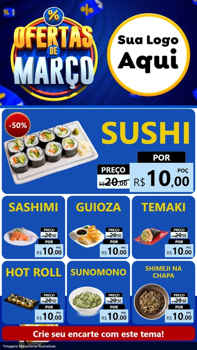 Modelo de Rede Social para Stories com o tema Ofertas de Março para Comida japonesa