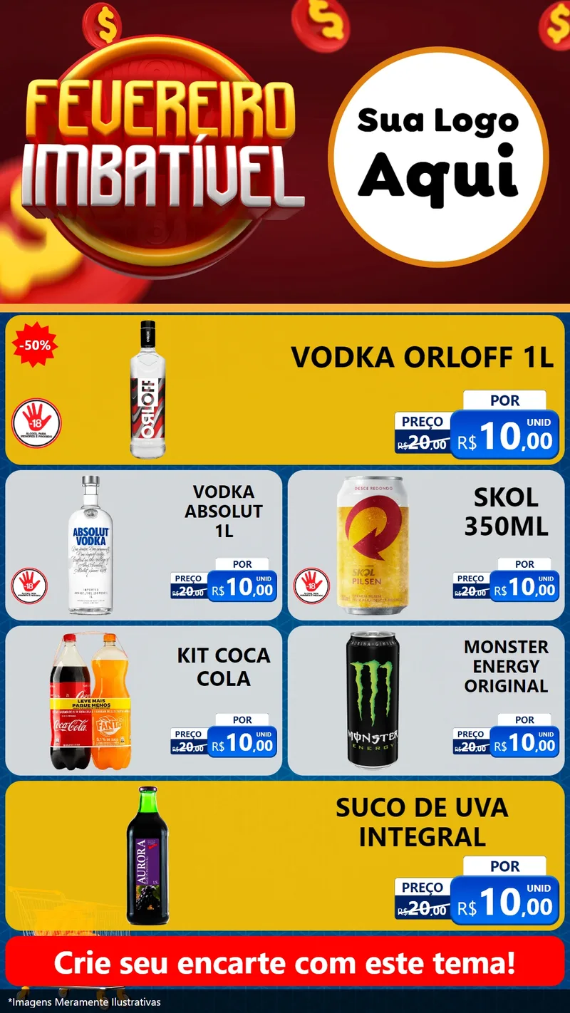 Modelo de TV para TV Vertical com o tema Fevereiro Imbatível para Distribuidora de bebidas
