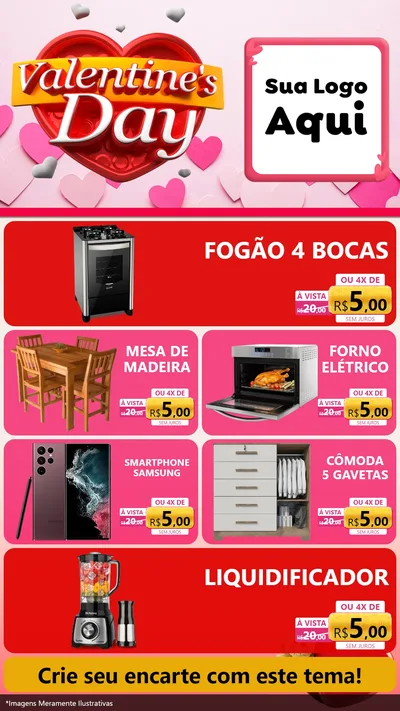 Modelo de TV para TV Vertical com o tema Valentine's Day para Móveis e Eletro