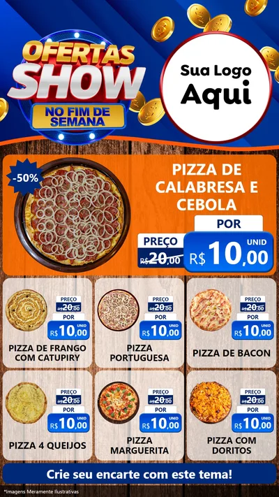 Modelo de Rede Social para Stories com o tema Ofertas Show No Fim De Semana para Pizzaria