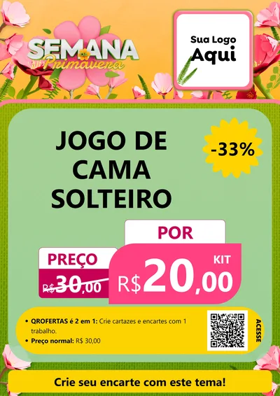 Modelo de Cartaz para Cartaz A4 Vertical com o tema Semana da Primavera para Cama, Mesa e Banho