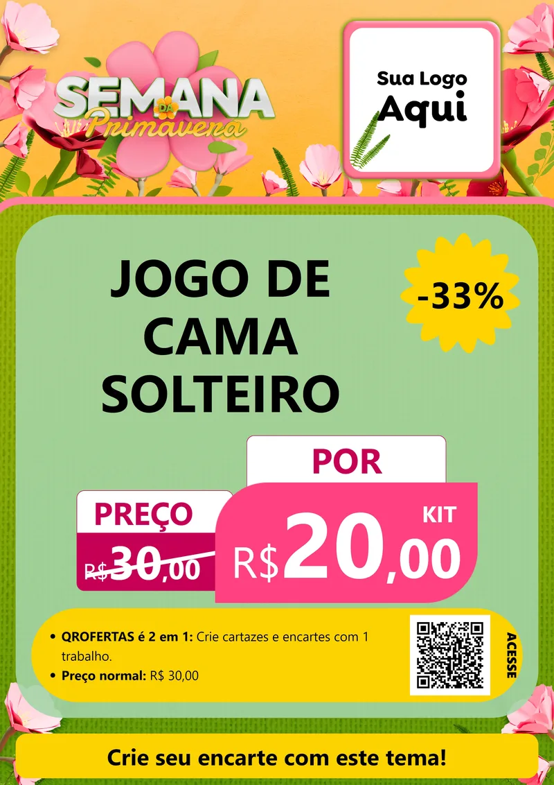 Modelo de Cartaz para Cartaz A4 Vertical com o tema Semana da Primavera para Cama, Mesa e Banho