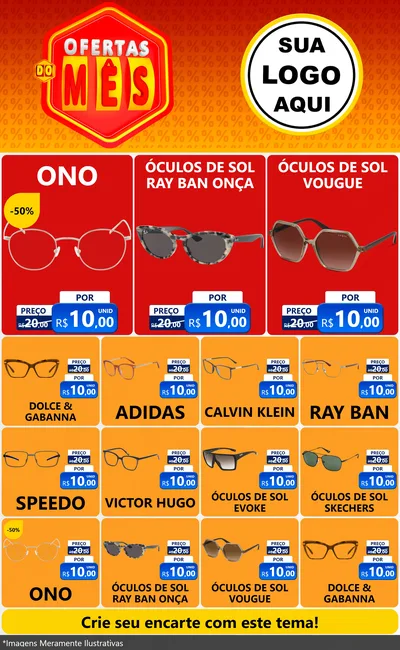 Modelo de Encarte para Encarte Grande com o tema Ofertas do Mês para Óticas