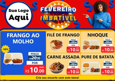 Modelo de Encarte para Encarte A4 Horizontal com o tema Fevereiro Imbatível para Restaurante