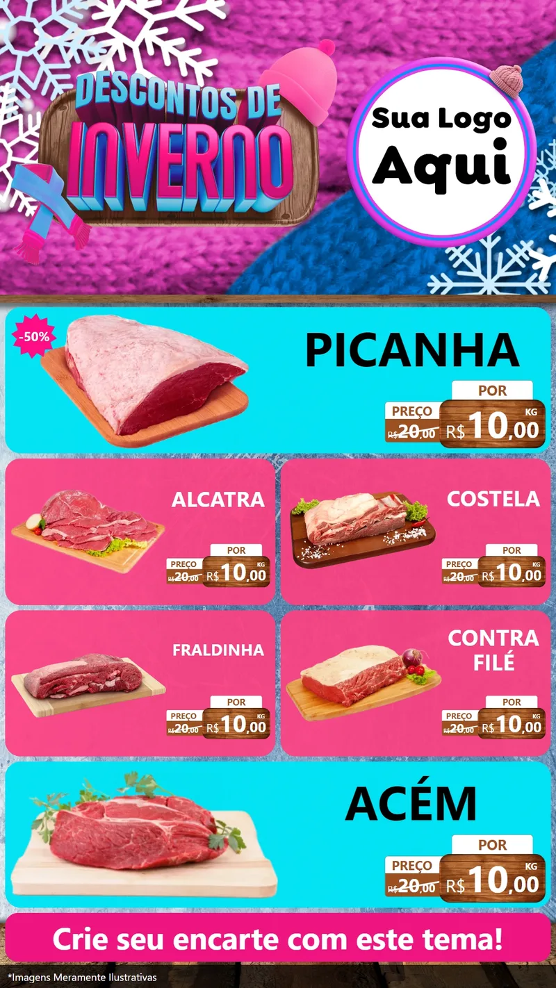 Modelo de TV para TV Vertical com o tema Descontos de Inverno para Açougue