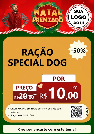 Modelo de Cartaz para Cartaz A4 Vertical com o tema Natal Premiado para Pet Shop