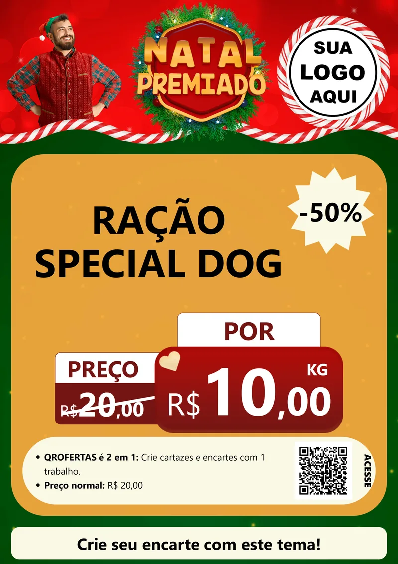 Modelo de Cartaz para Cartaz A4 Vertical com o tema Natal Premiado para Pet Shop