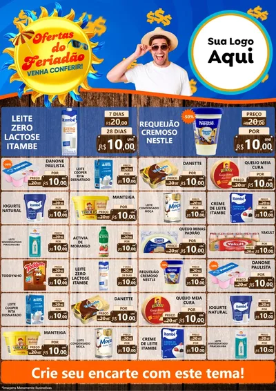 Modelo de Encarte para Encarte A4 Vertical com o tema Ofertas do Feriadão para Frios e Laticínios