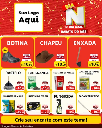 Modelo de Rede Social para Feed Instagram com o tema Dia N o Dia Mais Barato do Mês para Agropecuária