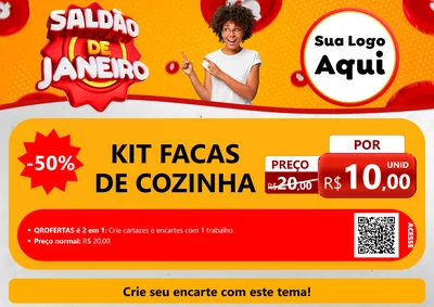 Modelo de Cartaz para Cartaz A4 Horizontal com o tema Saldão de Janeiro para Utilidades Domésticas