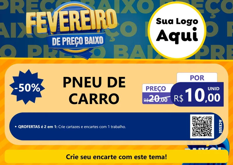 Modelo de Cartaz para Cartaz A4 Horizontal com o tema Fevereiro de Preço Baixo para Auto peças