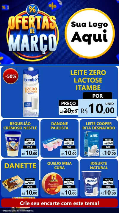 Modelo de Rede Social para Stories com o tema Ofertas de Março para Frios e Laticínios