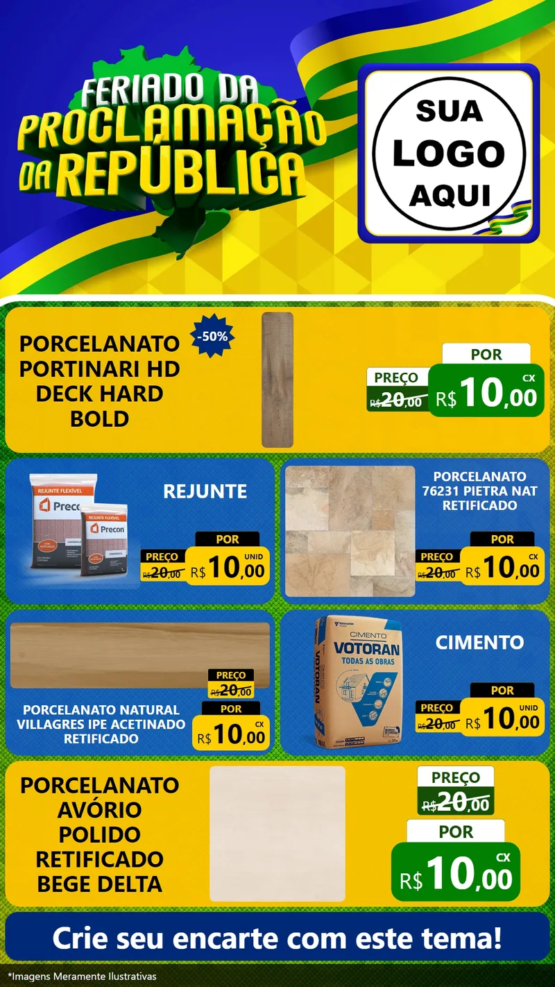 Modelo de TV para TV Vertical com o tema Feriado da Proclamação da República para Pisos e revestimentos