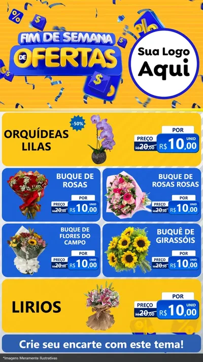 Modelo de TV para TV Vertical com o tema Fim de Semana de Ofertas para Floricultura e jardim