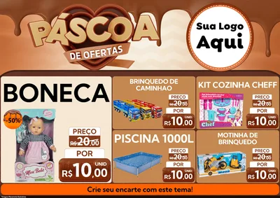 Modelo de Encarte para Encarte A4 Horizontal com o tema Páscoa de Ofertas para Brinquedos