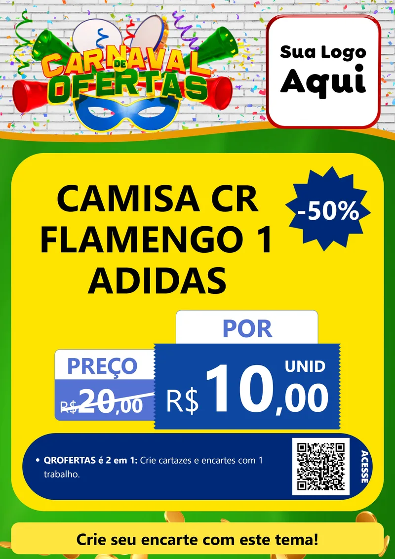 Modelo de Cartaz para Cartaz A4 Vertical com o tema Carnaval de Ofertas para Roupas e acessórios