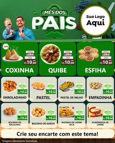 Modelo de Rede Social para Feed Instagram com o tema Mês dos Pais para Salgadaria