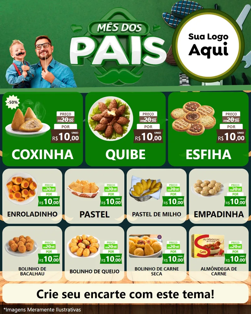 Modelo de Rede Social para Feed Instagram com o tema Mês dos Pais para Salgadaria