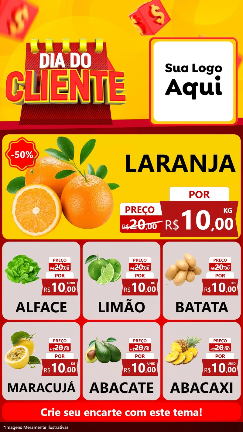 Modelo de Rede Social para Stories com o tema Dia do Cliente para Hortifrúti