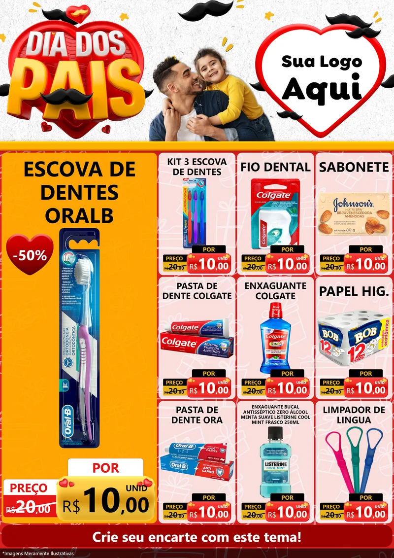 Modelo de Encarte para Encarte A4 Vertical com o tema Dia dos Pais para Higiene Pessoal