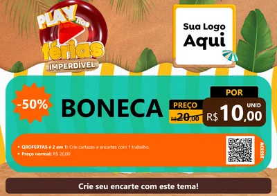 Modelo de Cartaz para Cartaz A4 Horizontal com o tema Play Nas Férias Imperdível para Brinquedos