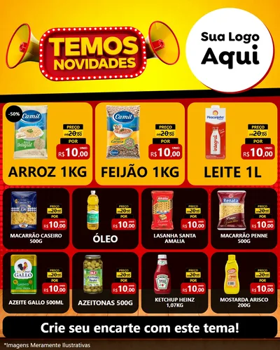 Modelo de Rede Social para Feed Instagram com o tema Temos Novidades para Supermercado