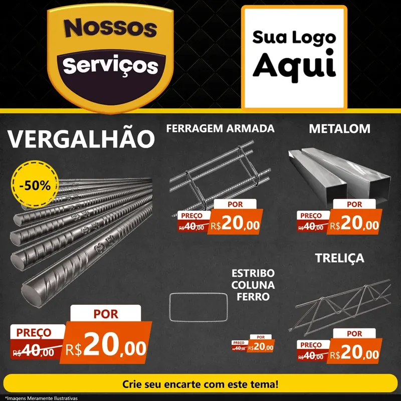 Modelo de Rede Social para Feed Facebook com o tema Nossos Serviços para Ferragens