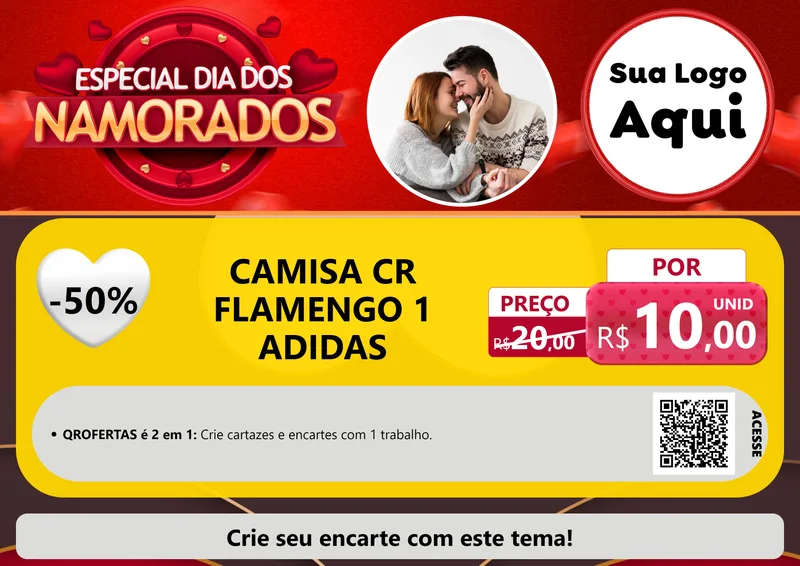 Modelo de Cartaz para Cartaz A4 Horizontal com o tema Especial Dia Dos Namorados para Roupas e acessórios