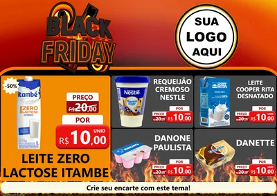 Modelo de Encarte para Encarte A4 Horizontal com o tema Black Friday para Frios e Laticínios