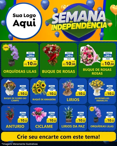 Modelo de Rede Social para Feed Instagram com o tema Semana da Independência para Floricultura e jardim