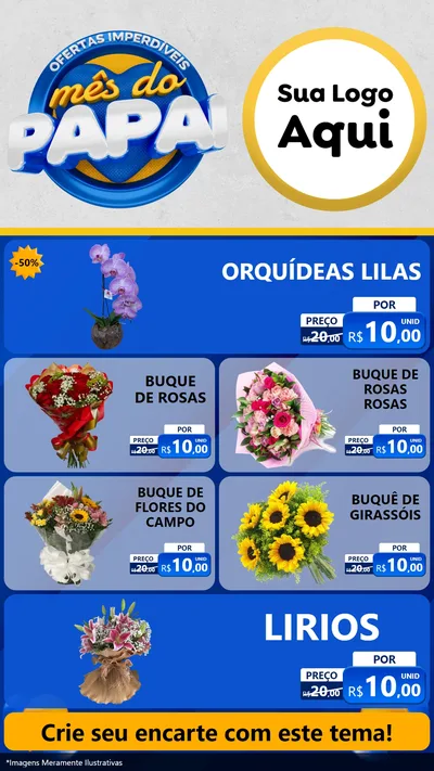 Modelo de TV para TV Vertical com o tema Ofertas Imperdíveis Mês Do Papai para Floricultura e jardim