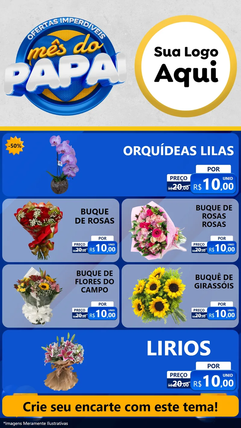 Modelo de TV para TV Vertical com o tema Ofertas Imperdíveis Mês Do Papai para Floricultura e jardim