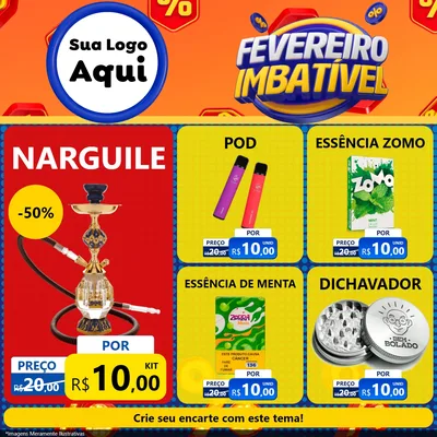Modelo de Rede Social para Feed Facebook com o tema Fevereiro Imbatível para Tabacaria