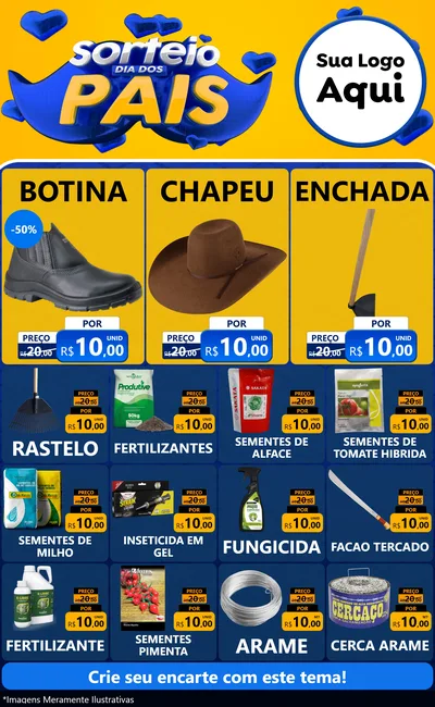 Modelo de Encarte para Encarte Grande com o tema Sorteio Dia dos Pais para Agropecuária