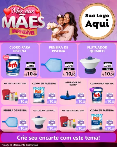 Modelo de Rede Social para Feed Instagram com o tema Mês das Mães Imperdível para Produtos para Piscina