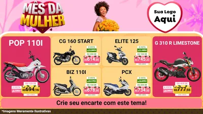 Modelo de TV para TV Horizontal com o tema Mês da Mulher para Concessionaria de Motos