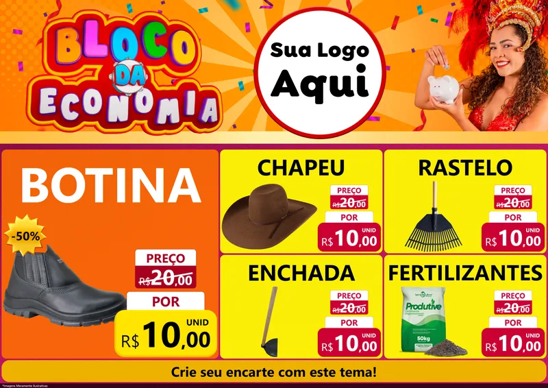 Modelo de Encarte para Encarte A4 Horizontal com o tema Bloco da Economia para Agropecuária