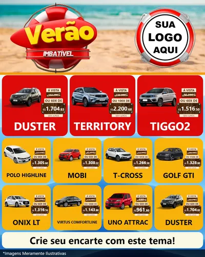 Modelo de Rede Social para Feed Instagram com o tema Verão Imbatível para Concessionaria de Carros