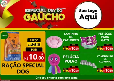 Modelo de Encarte para Encarte A4 Horizontal com o tema Especial Dia do Gaúcho para Pet Shop