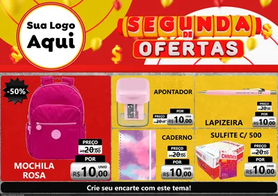Modelo de Encarte para Encarte A4 Horizontal com o tema Segunda de Ofertas para Papelaria