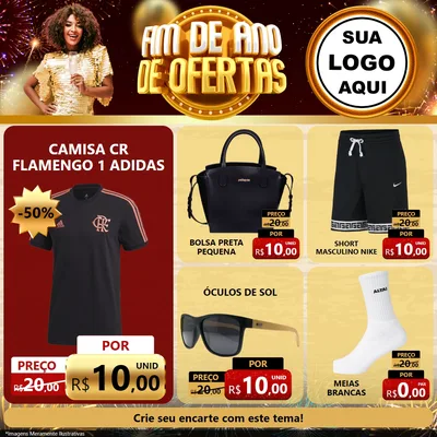 Modelo de Rede Social para Feed Facebook com o tema Fim de Ano de Ofertas para Roupas e acessórios