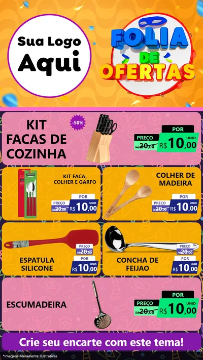 Modelo de TV para TV Vertical com o tema Folia de Ofertas para Utilidades Domésticas